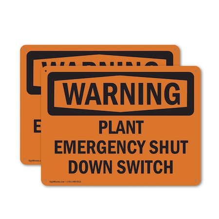 Signmission Plant Emergency Shut Down Switch, 14 in W x Rectangle, Plastic OS-2PACK-WS-P-1014-L-12320